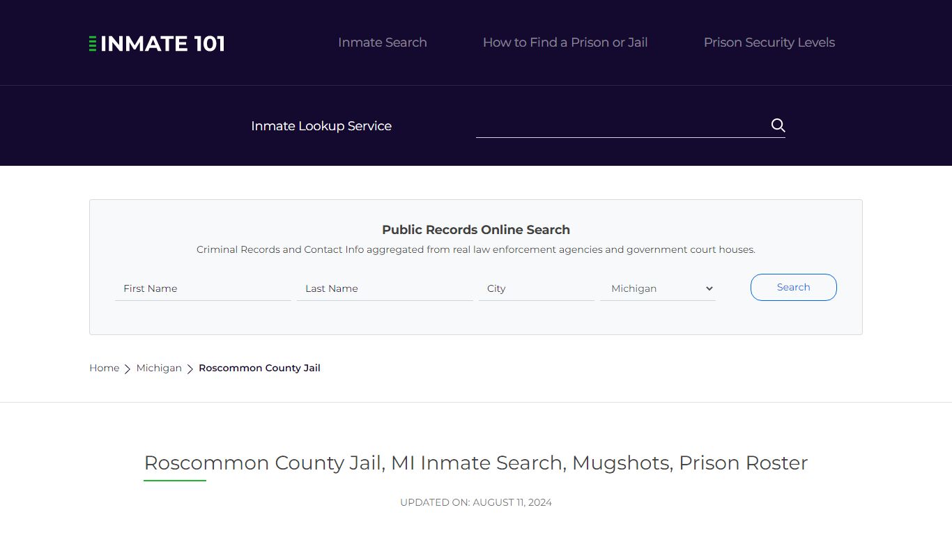 Roscommon County Jail, MI Inmate Search, Mugshots, Prison Roster