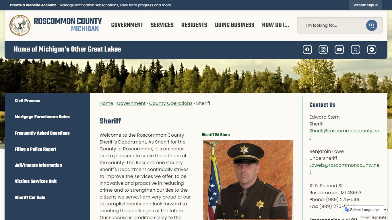 Sheriff | Roscommon County, MI